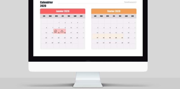 Calendrier prévisionnel 2020 Powerpoint à télécharger – Image 2